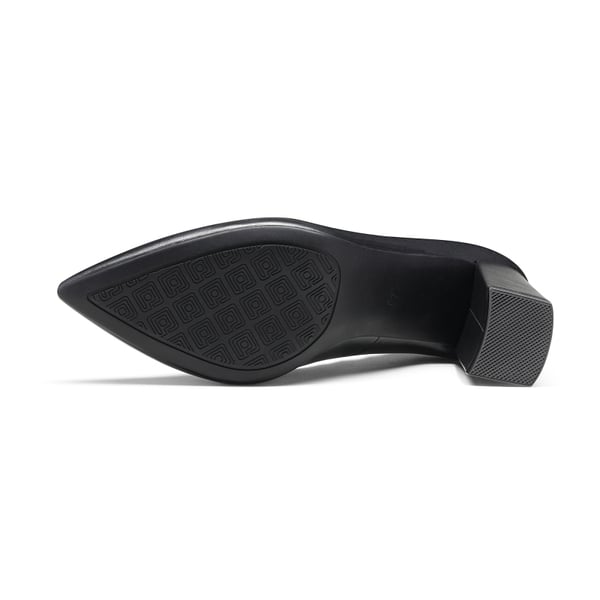 Pointed Toe Chunky High Heel Pumps - BLACK PU - 4